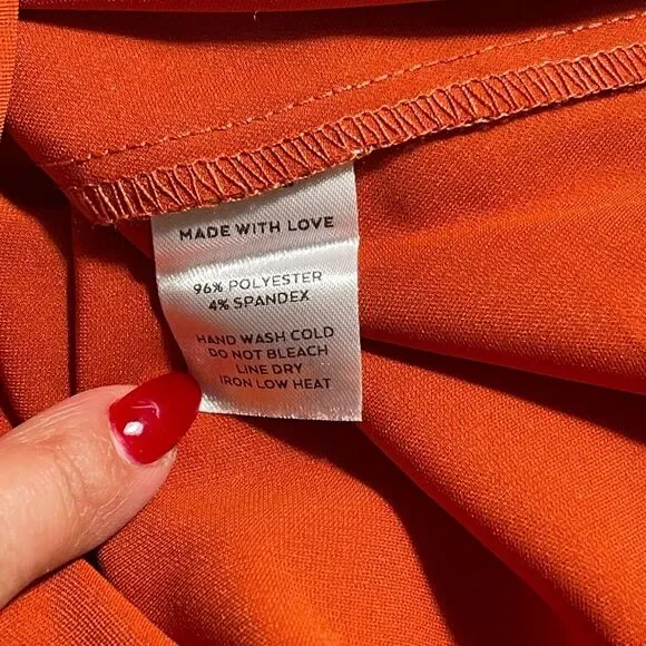 Lulus Twisty Business Orange Twist-Front Long Sleeve Top Sz L Hippy Romantic - Picture 9 of 9